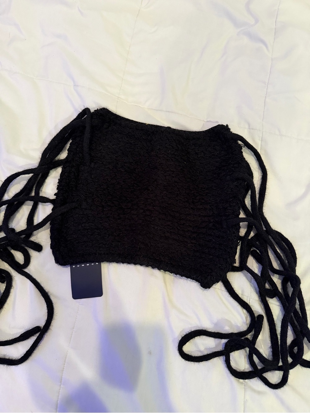 SHEIN Black Mini Skirt with Side Tie Details